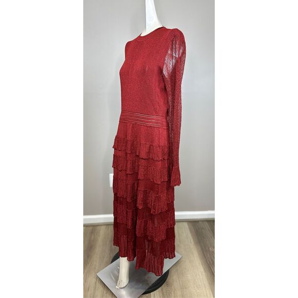 Lela Rose Piper Pointelle Tiered Maxi Dress Size L $1590 - Picture 6 of 9
